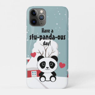 Cute Baby Panda In Winter Snow Grey iPhone 11 Pro Case