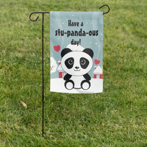 Cute Baby Panda In Winter Snow Grey Garden Flag