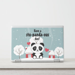Cute Baby Panda In Winter Snow Grey HP Laptop Skin