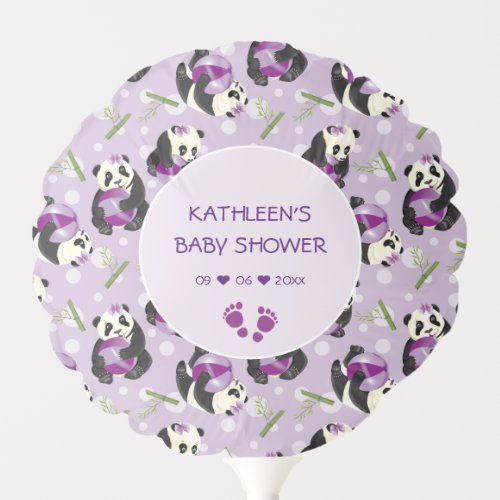 Cute Baby Panda Pale Lilac Baby Shower Its a Girl Balloon