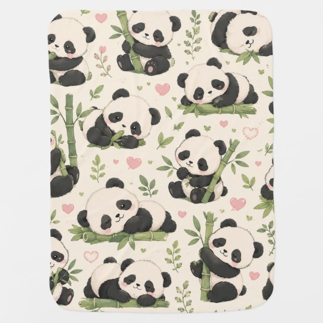 Cute Baby Panda Pattern | Blanket (Front)
