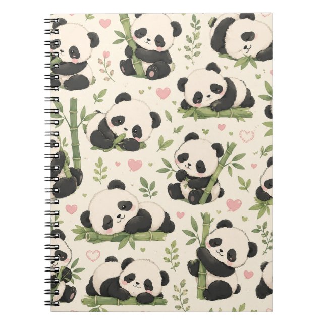 Cute Baby Panda Pattern | Notebook (Front)