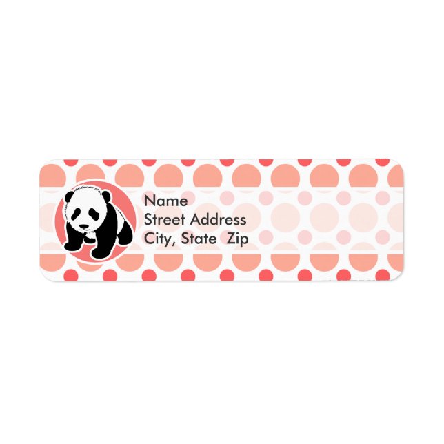 Cute Baby Panda; Pink & Coral Polka Dots Label (Front)