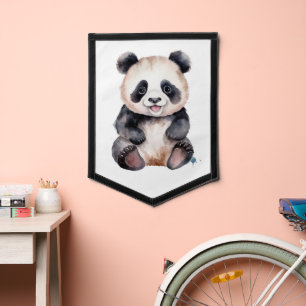 Cute baby panda, puppy and lemur pennant