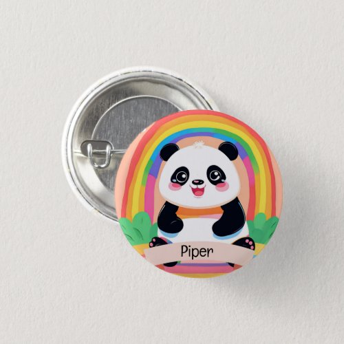 Cute Baby Panda Rainbow Button