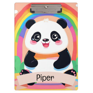 Cute Baby Panda Rainbow Clipboard
