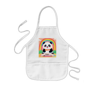 Cute Baby Panda Rainbow Kids' Apron