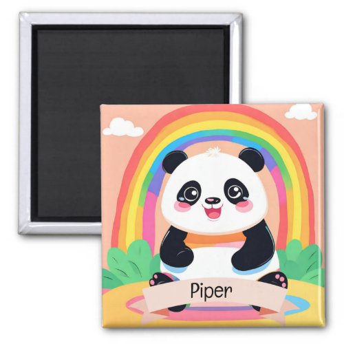 Cute Baby Panda Rainbow Magnet