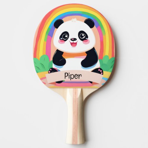 Cute Baby Panda Rainbow Ping Pong Paddle