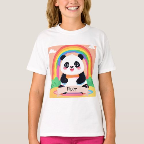 Cute Baby Panda Rainbow T_Shirt