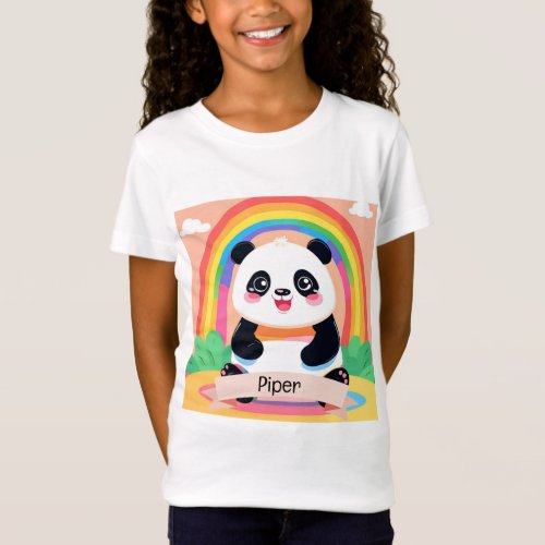 Cute Baby Panda Rainbow T_Shirt