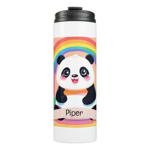 Cute Baby Panda Rainbow Thermal Tumbler