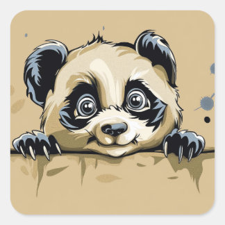 Cute baby panda square sticker