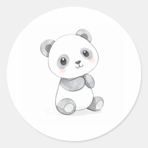 Cute Baby Panda Sticker Watercolor Illustration