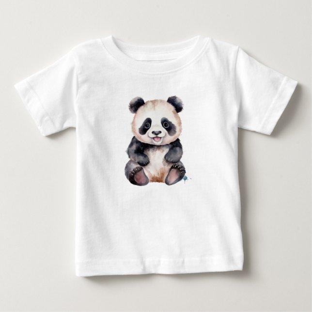 Cute baby panda watercolor baby T-Shirt (Front)