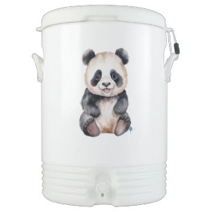 Cute baby panda watercolor beverage cooler