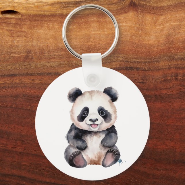 Cute baby panda watercolor keychain (Front)