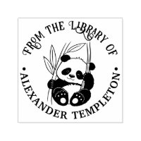 Cute Baby Panda with Bamboo Library Book Name
