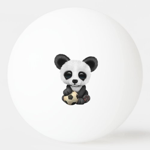 Cute Baby Panda With Football Soccer Ball