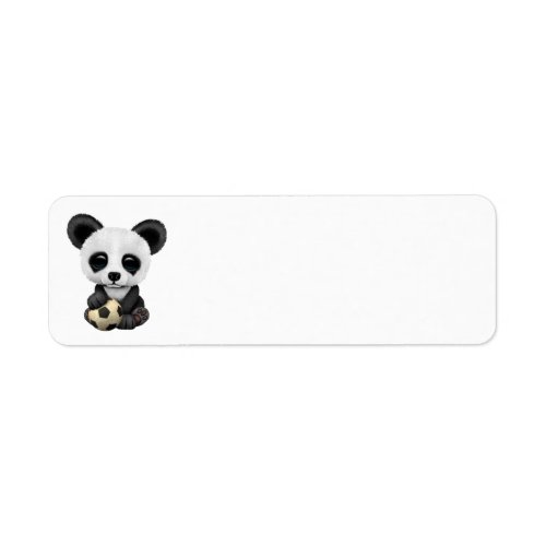 Cute Baby Panda With Football Soccer Ball Label