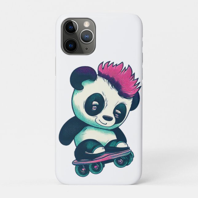 Cute Baby Panda with mohawk | Skater Panda Case-Mate iPhone Case (Back)