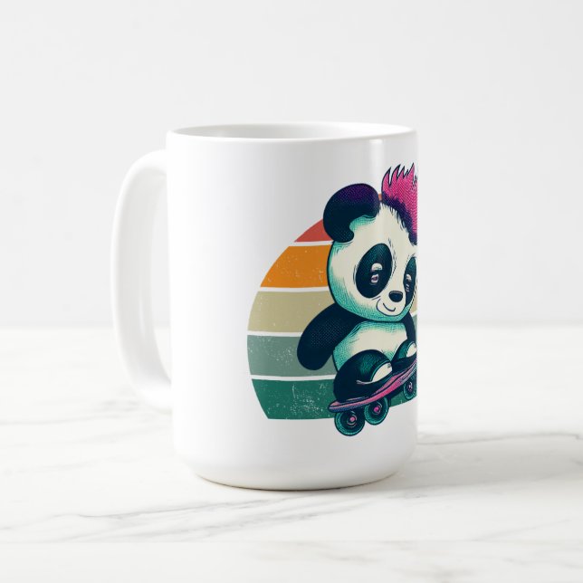 Cute Baby Panda with mohawk | Skater Panda Coffee Mug (Front Left)