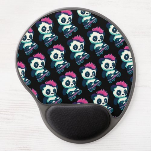 Cute Baby Panda with mohawk  Skater Panda Gel Mouse Pad