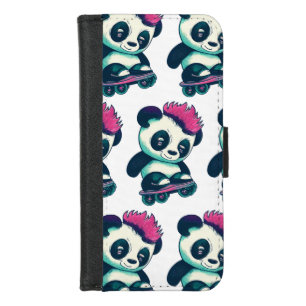 Cute Baby Panda with mohawk   Skater Panda iPhone 8/7 Wallet Case