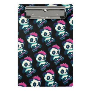 Cute Baby Panda with mohawk   Skater Panda Mini Clipboard