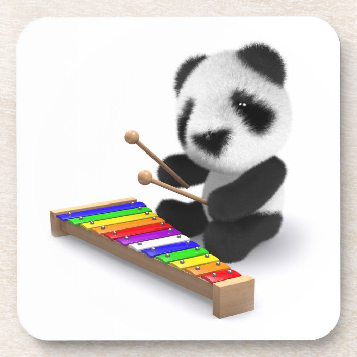 Cute Baby Panda Xylophone 3d Coaster