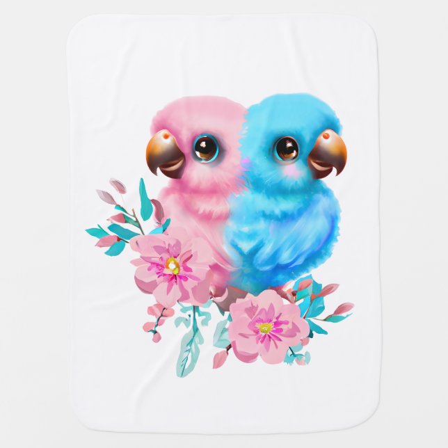 Cute Baby Parrot Twins   Baby Blanket (Front)