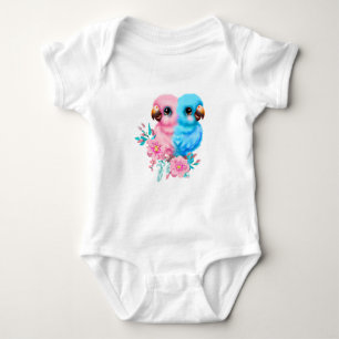 Cute Baby Parrot Twins Bodysuit