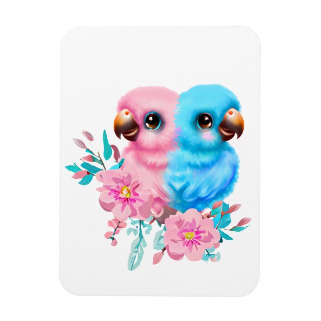 Cute Baby Parrot Twins    Magnet (Vertical)