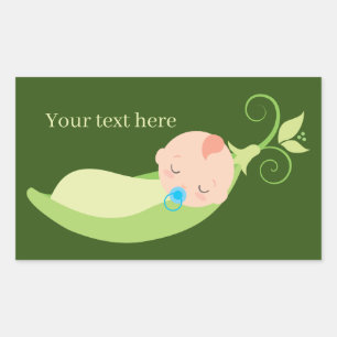 cute baby pea pod boys add text rectangular sticker
