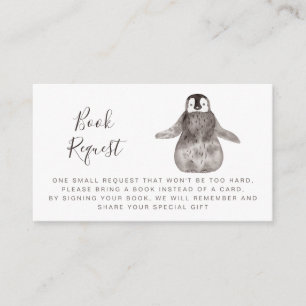 Cute Baby Penguin Baby Shower Book Request Enclosure Card