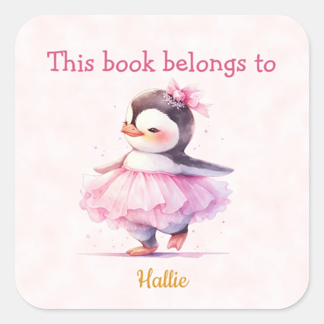 Cute Baby Penguin Ballerina Bookplate (Front)