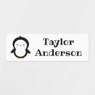 Cute Baby Penguin Cartoon Personalized Name Kids' Labels