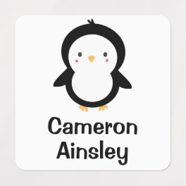 Cute Baby Penguin Cartoon Personalized Name Kids' Labels