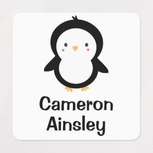 Cute Baby Penguin Cartoon Personalized Name Kids' Labels