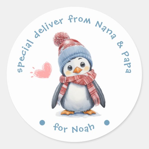 Cute Baby Penguin Cozy Christmas for Kids Holiday Classic Round Sticker