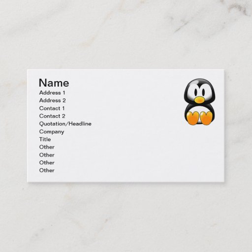Customizable Cute Baby Penguin - Customizeable Business Card