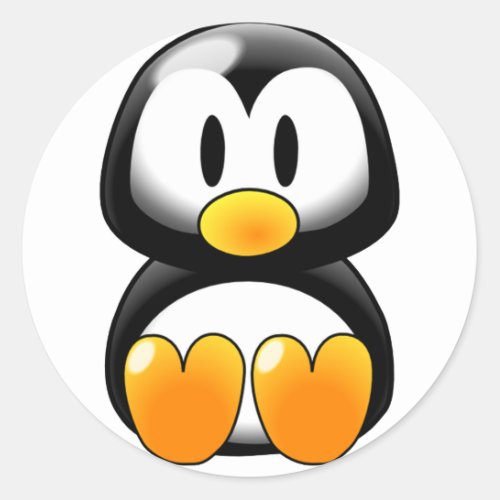 Cute Baby Penguin _ Customizeable Classic Round Sticker