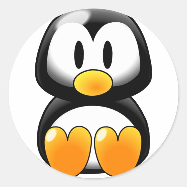 Cute Baby Penguin - Customizeable Classic Round Sticker (Front)