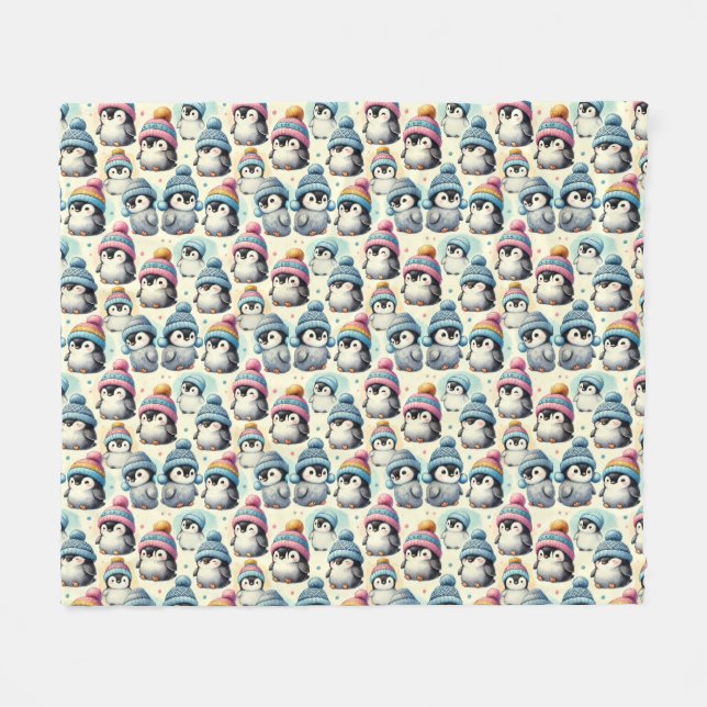 Cute Baby Penguin Fleece Blanket (Front (Horizontal))