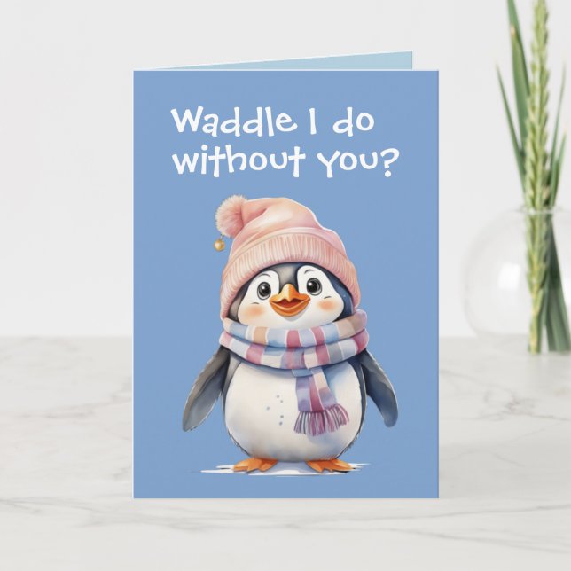 Cute Baby Penguin Fun Christmas Humor Holiday  Card (Front)