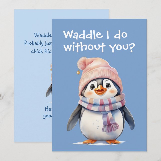Cute Baby Penguin Fun Christmas Humor Holiday Flat Card (Front/Back)