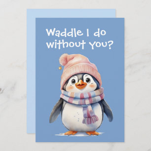 Cute Baby Penguin Fun Christmas Humor Holiday Flat Card