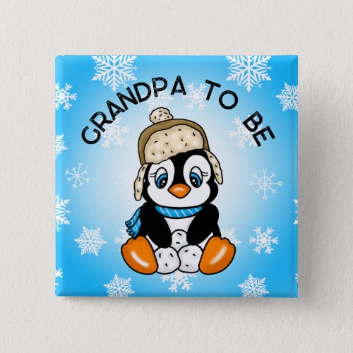 Cute Baby Penguin Grandpa to Be  Baby Shower Button