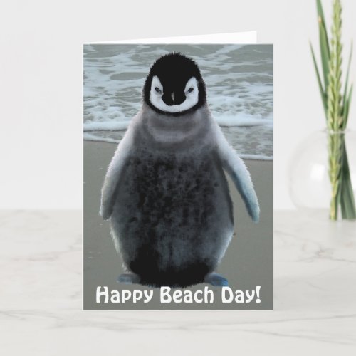 Cute Baby Penguin_lover Beach Funny Birthday Card