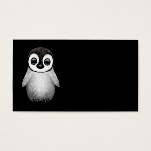 Cute Baby Penguin on Black Business Cards